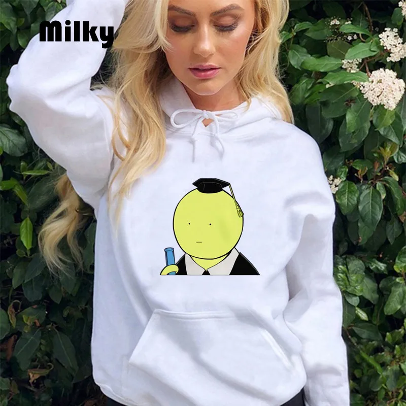 

Anime Assassination Classroom Women Hooded Funny Korosensei Print Cosplay clothes Sweater Hoodie Long Sleeve sweatshirt female