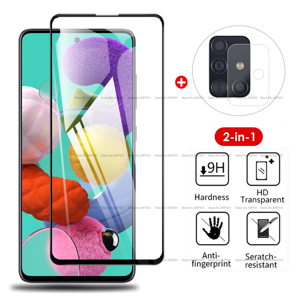 Полное покрытие Защитное стекло для samsung Galaxy A51 A71 пленка переднего стекла SM A515F A515