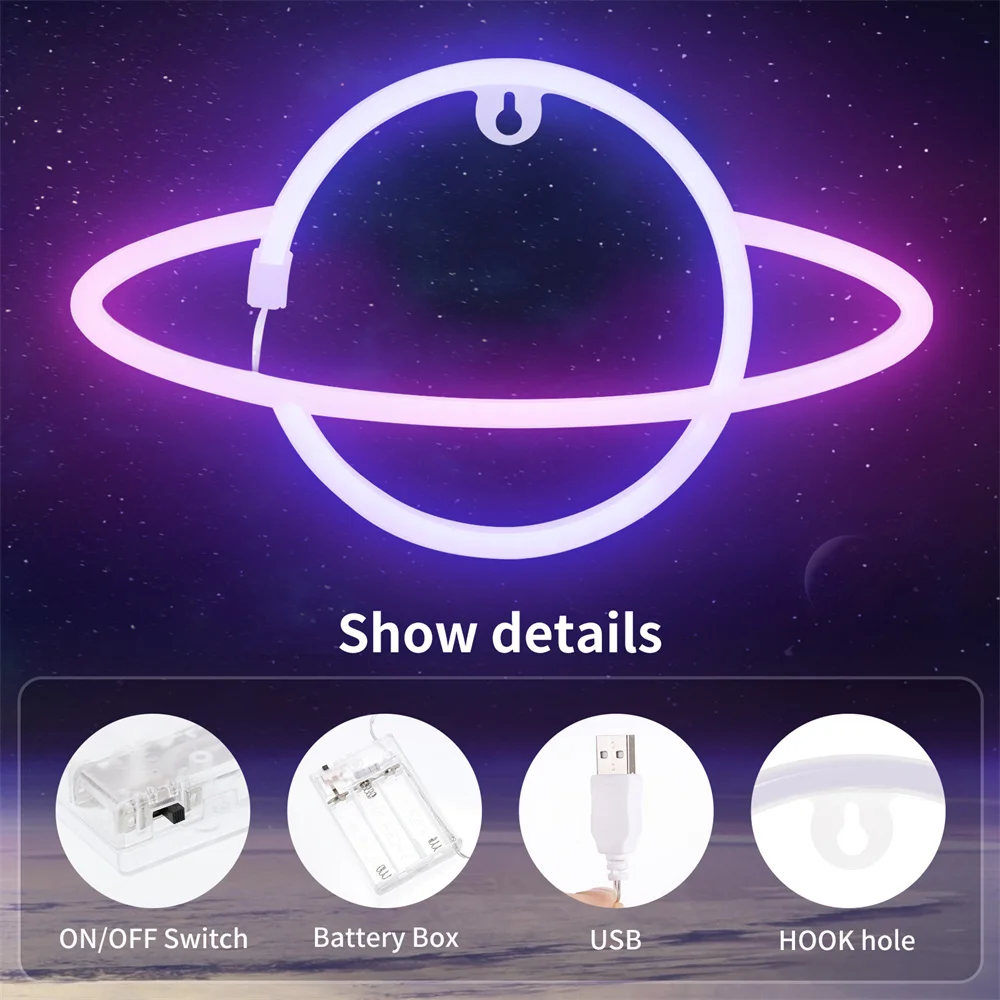 Светодиодный неоновый светильник &quotПланета&quot декор для спальни неоновая лампа