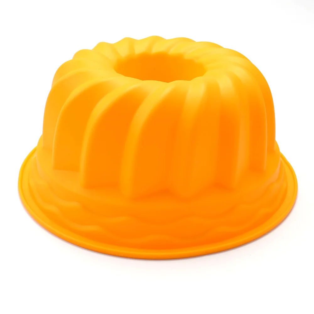 Yellow Большой полый круглый 9 дюймов шифон торт плесень Шестерня пластина, силиконовая форма для торта, инструмент для выпечки легко снять - Цвет: Yellow