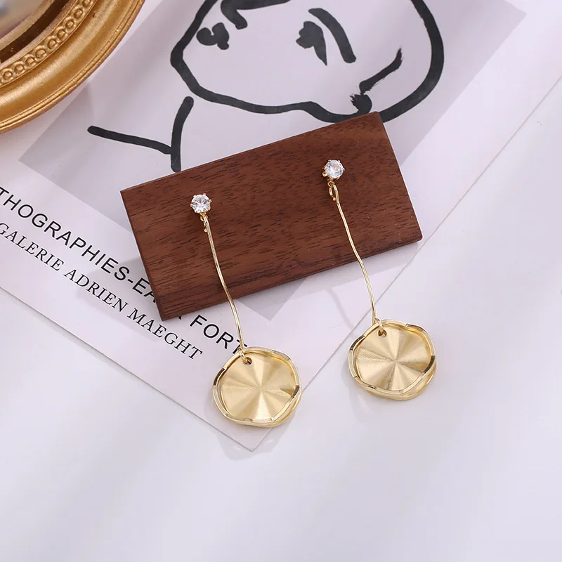 

2020 New Simple Geometric Smooth Round Drop Earrings for Women Statement Rhinestone Dangle Earing Fashion Jewelry Oorbellen