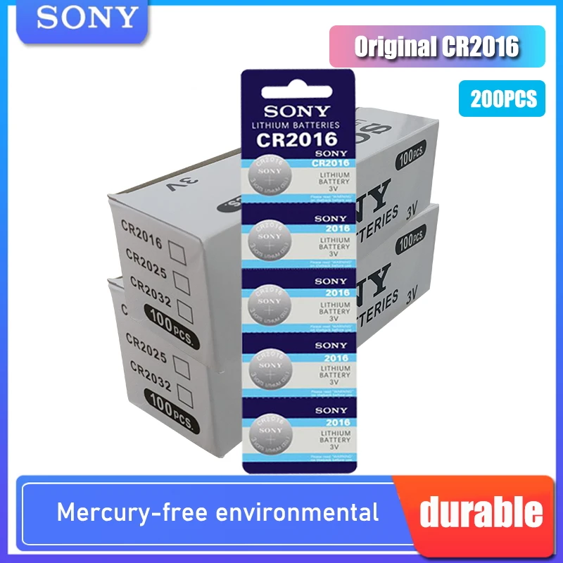 Кнопочная батарея SONY CR2016 200 шт. 3 в литиевые батареи CR 2016 для часов пультов
