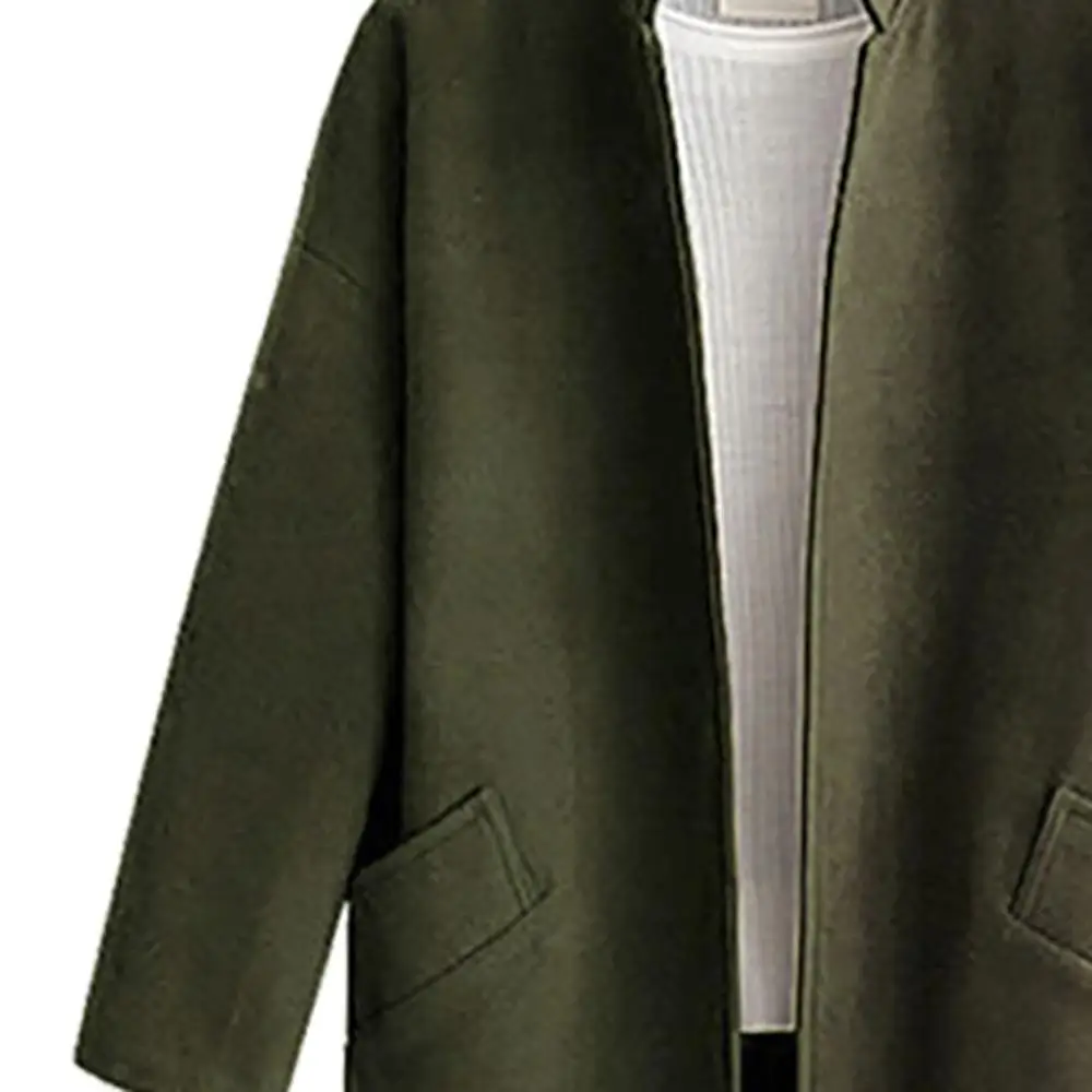 2019 женское Шерстяное модное осеннее зимнее однотонное пальто с длинным рукавом и