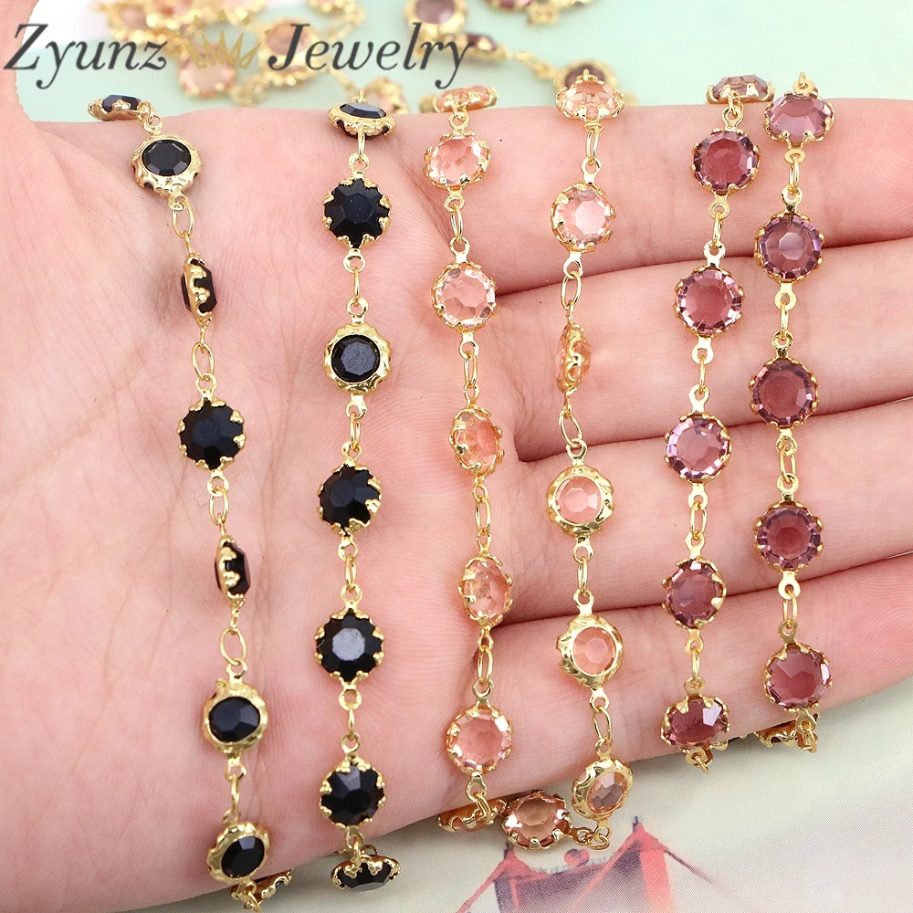 

5 Meters, Handmade Gold Wire Wrapped Rosary Chain stone Beads Chains for Jewelry Making DIY Necklace Bracelet Anklet Accessories