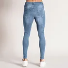 Новые длинные брюки-карандаш, рваные джинсы, мужские облегающие джинсовые брюки с дырками, потертые джинсы, длинные брюки-карандаш, уличная одежда
