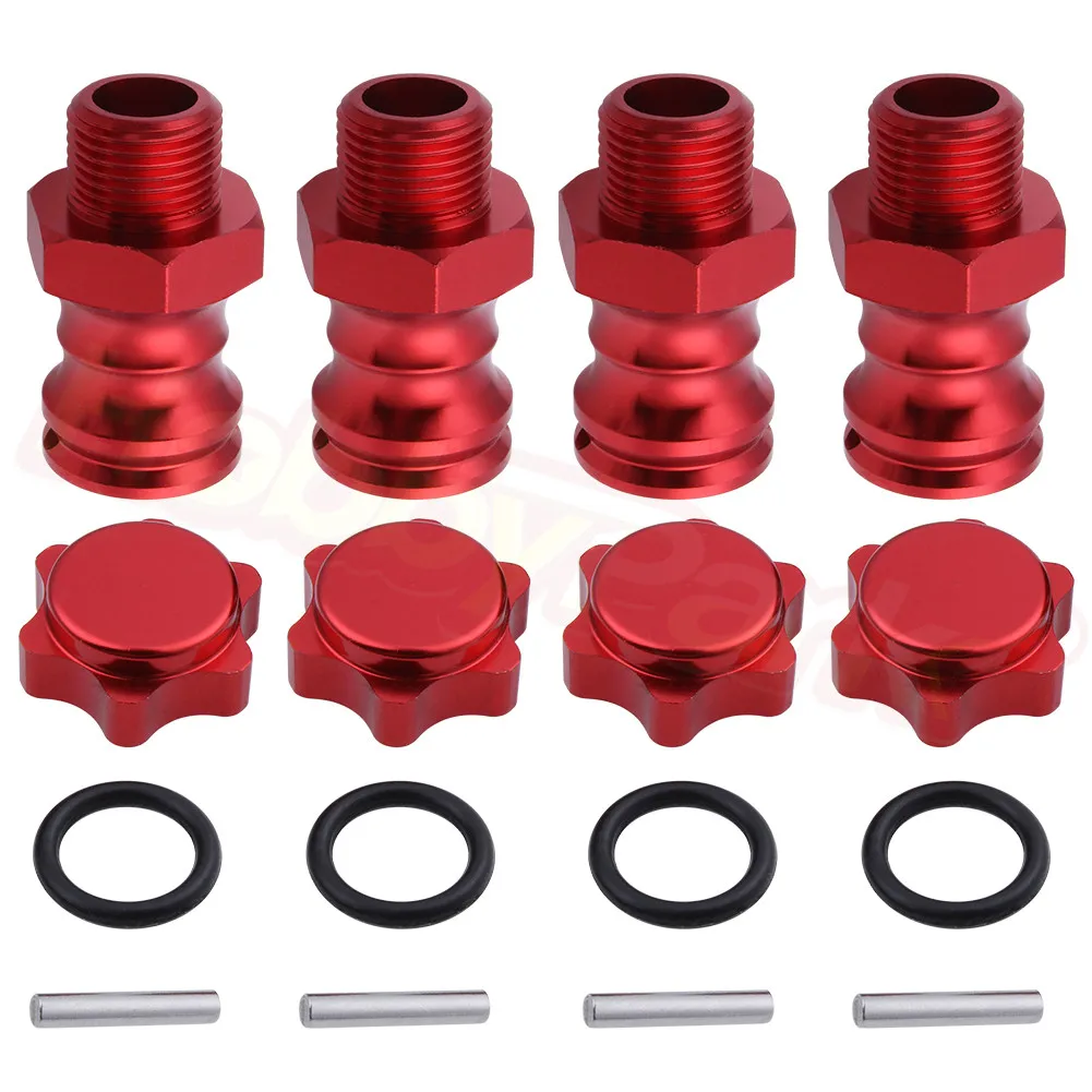 4pcs 17mm Aluminum Wheel Hubs Hex Kit 23MM Extension Adapter With Pins + O Ring For 1/8 RC Hobby Car Buggy Monster Truck | Игрушки и