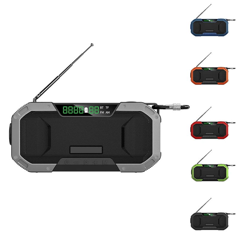 PX6 Waterproof Hand Crank Solar Radio Multifunction Emergency Bluetooth Speaker Support SOS Alarm AM/FM NOAA