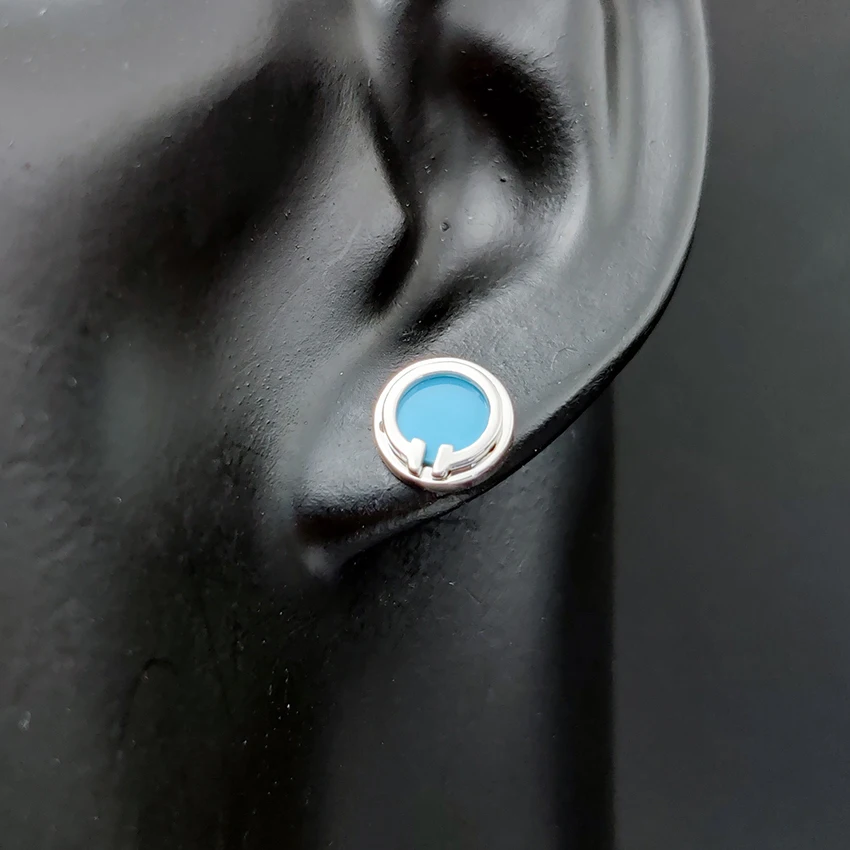 

Brand Sterling Silver Women's Earrings Classic T Series Round Enamel Mother-Of-Pearl Earrings Couple Anniversary Jewelry Gift