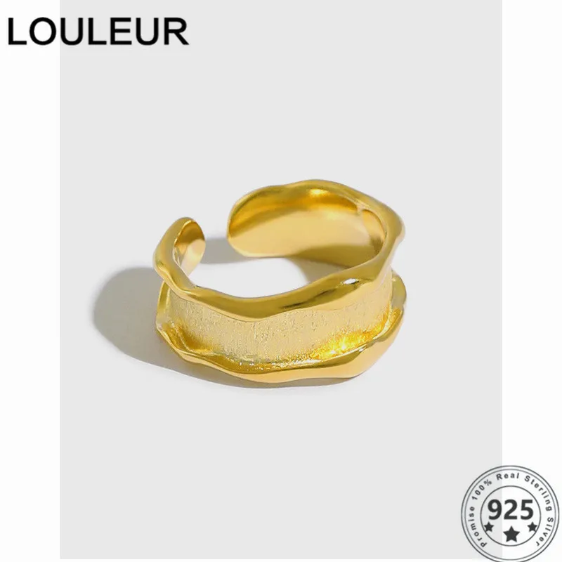 

LouLeur Design 925 Sterling Silver Ring Wave Irregular Rings For Women Jewelry Adjustable Ring 2020 Trend Silver 925 Jewelry