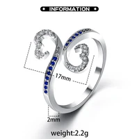 hot women ring blue cz cubic zirconia ring simple hollow butterfly shape intersecting line rings semi heart wedding jewelry