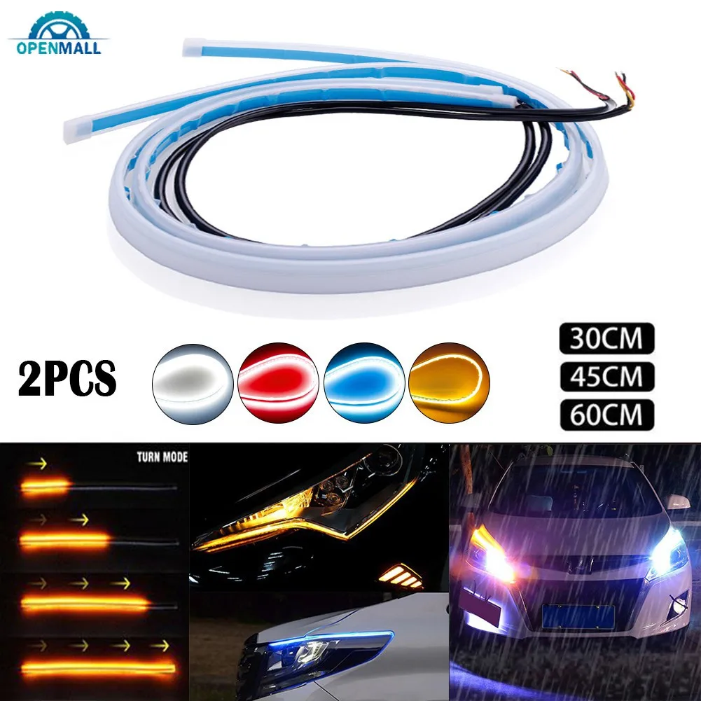 

Sequential 2pcs Flexible Strip Signal Slim Strip Waterproof 2pcs Car DRL