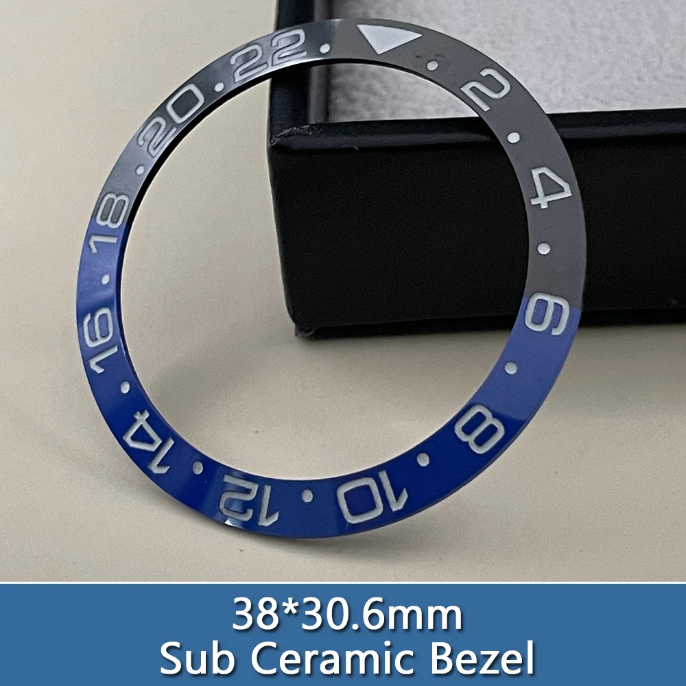 NEUE 38mm Schwarz/Blau Leucht Keramik Lünette Einsatz Für 40mm Fall (Seiko/RLX) herren Uhr