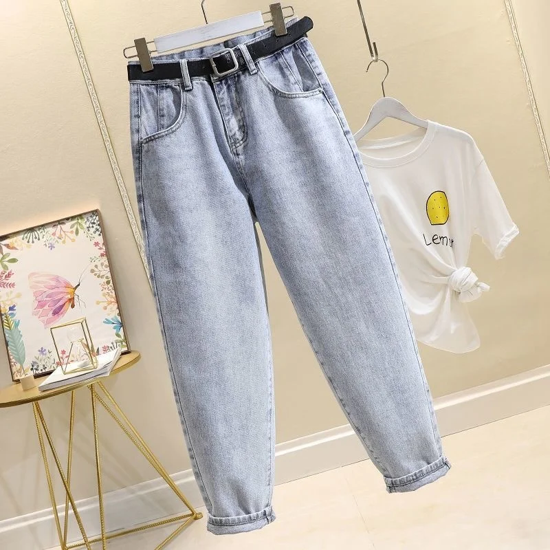

Women's large jeans, high waist straight leg pants, loose fit, Korean version, fashion, c116, autumn, 2021, new, big discount