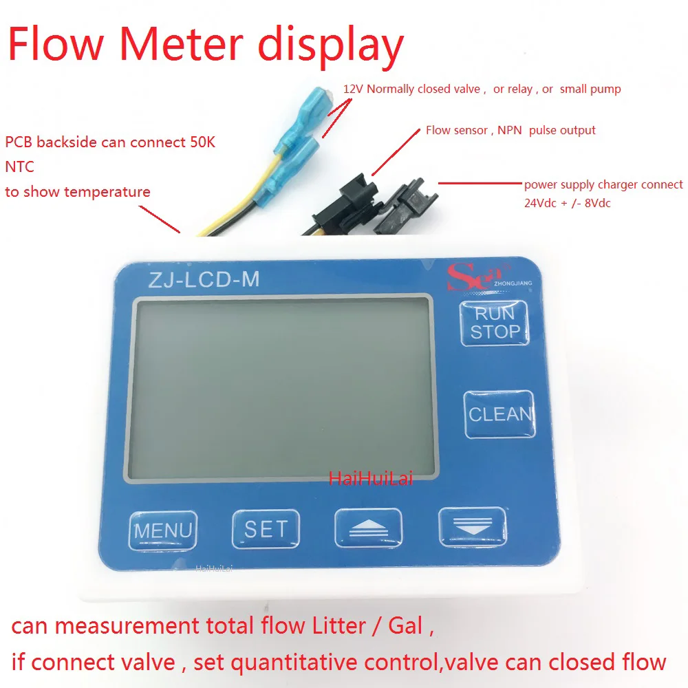 ZJ LCD M Meter Controller + 1/2 "Датчик потока клапан источник питания для измерения воды и
