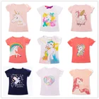 Летняя одежда для девочек, футболки, топы, детская одежда, одежда для девочек и мальчиков, одежда на день рождения, Детские праздвечерние чные рубашки для малышей, костюм