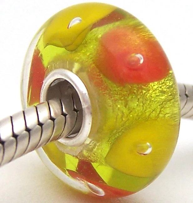

PJG1871 100% S925 Sterling Silver Beads Murano Glass beads Fit European Charms Bracelet charms diy jewelry Lampwork GlassBeads