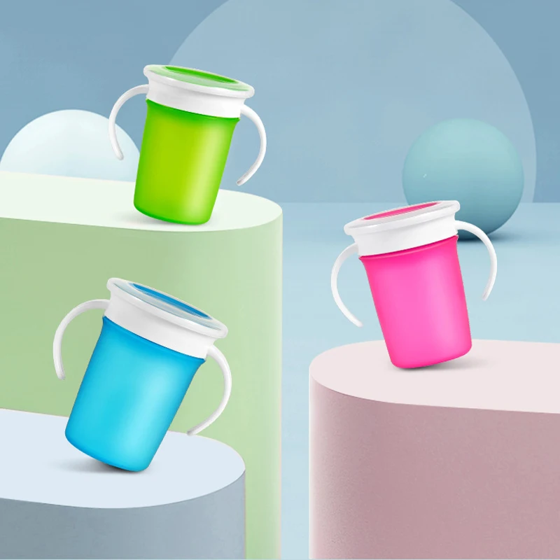 Пищевая силиконовая чашка для детей с защитой от дросселя на 360 градусов двойная