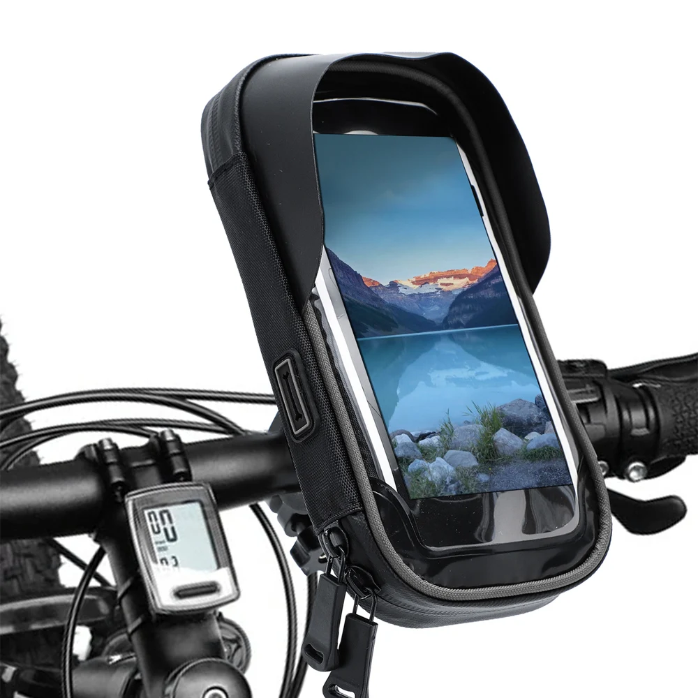 

Bicycle Motorcycle Phone Holder Waterproof Bike 6.4inch Phone Touch Screen Bag MTB Bicycle Handlebar Mount Cell Phone Bracket