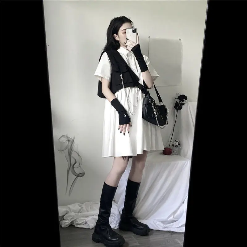 Женские комплекты однотонные милые платья до колен в Корейском стиле стильная