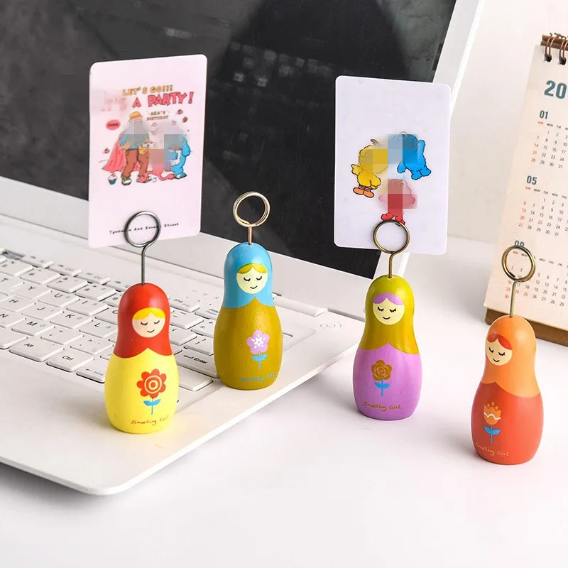 1 шт. матрешка деревянная Памятка имя бизнес держатель для карт клип Примечание