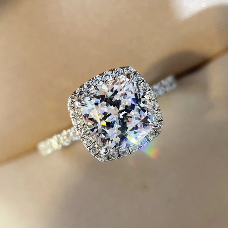 

S925 Sterling Silver Jewerly Real Natural Diamond Ring for Women Fine Anillos De Bizuteria Anillos Mujer Diamond Gemstone Ring