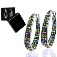 new earrings with colorful crystal hoop earrings for ladies men with fashionable set with earrings