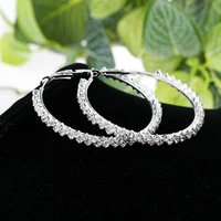 2020 wholesale 4cm 5cm fashion lady large earrings shiny crystal round earring charm party jewelry
