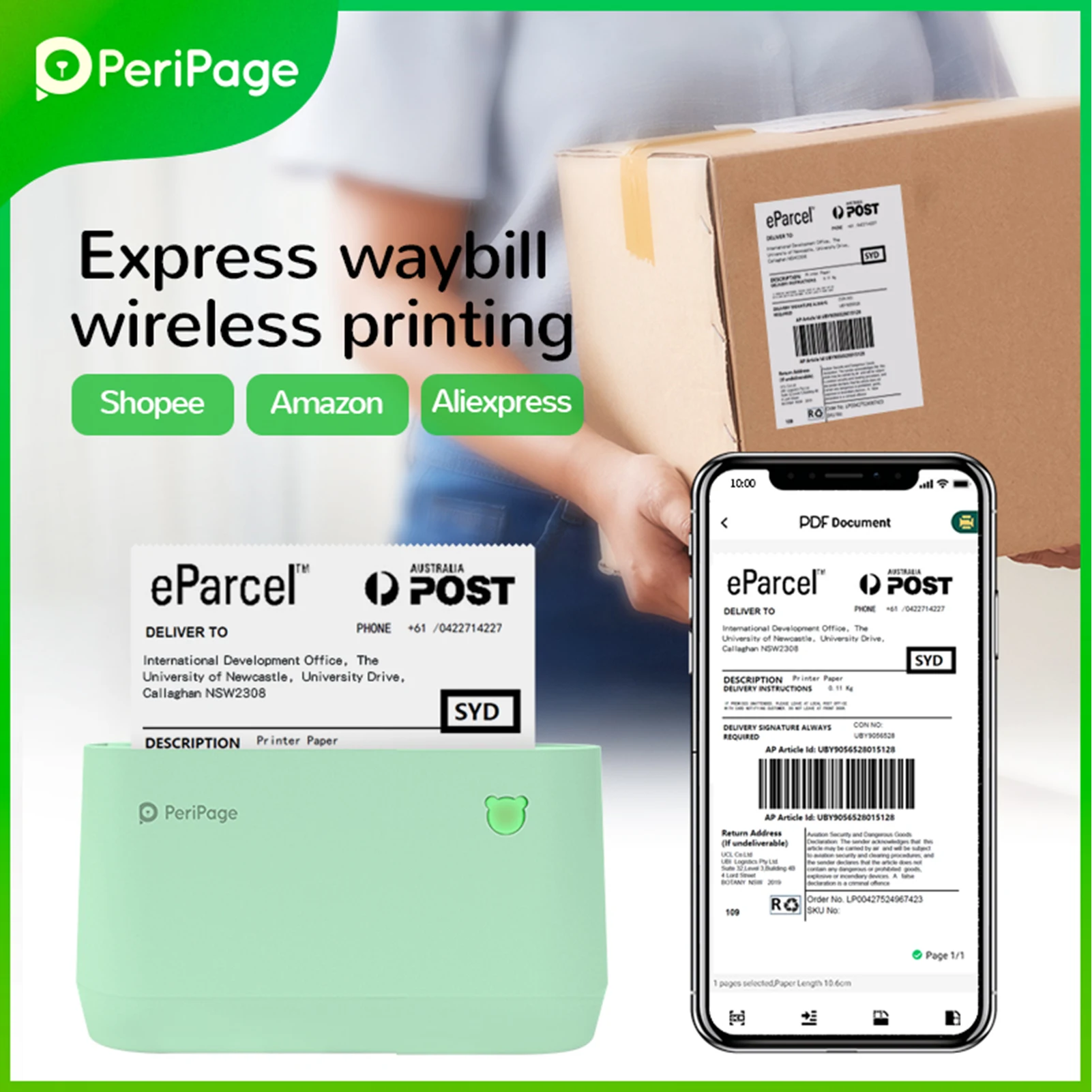 Peripage фотопринтер A9 PRO 80 мм Термальность карманный мини-принтер Bluetooth Беспроводной