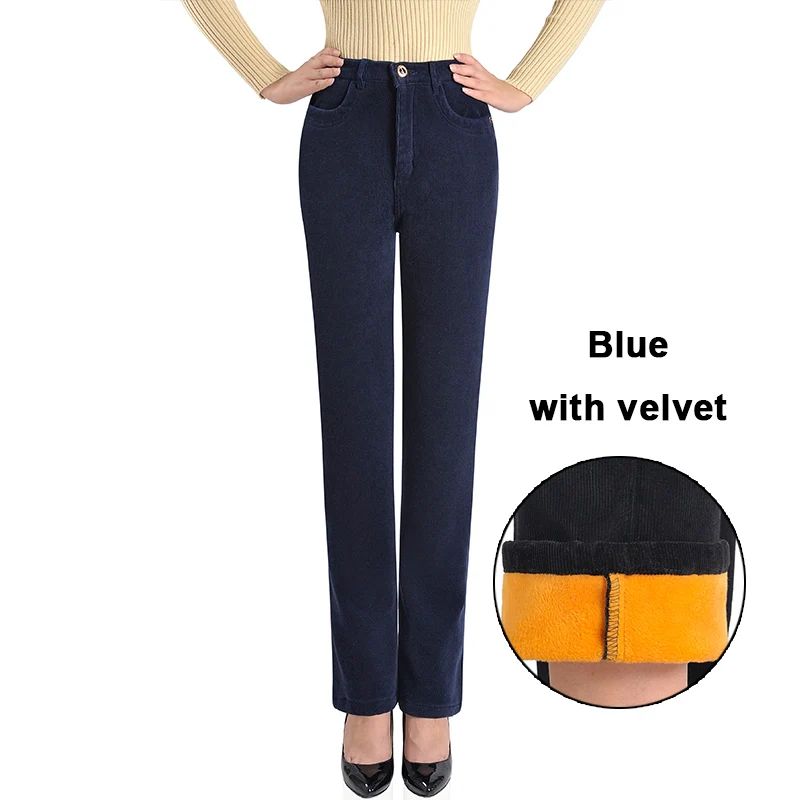 Blue velvet Осенне-зимняя одежда женские вельветовые брюки стрейч женские s Хлопковые женские Большие размеры женские свободные с высокой талией женские штаны - Цвет: Blue velvet
