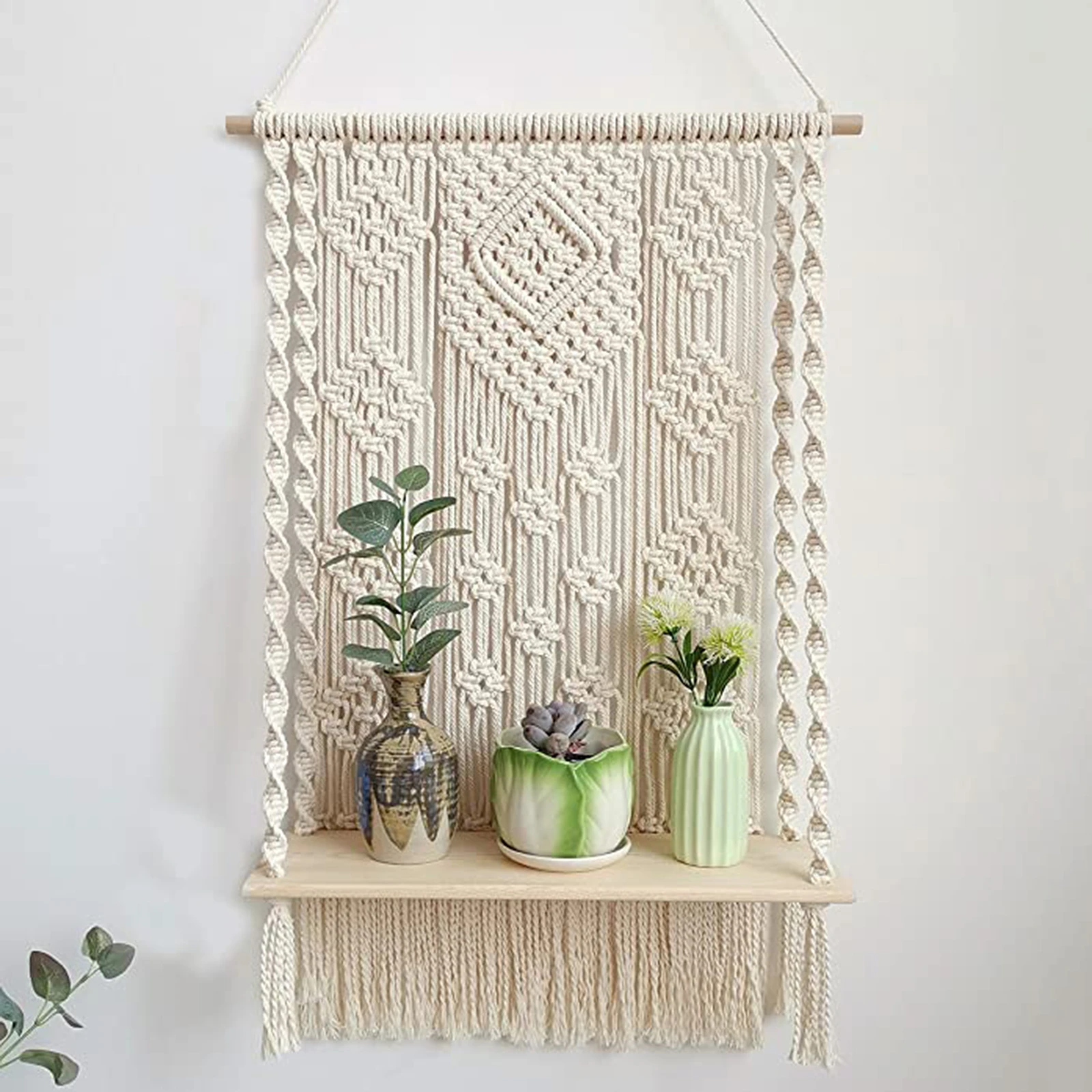 

2-in-1 Plant Hangers Tassels Hanging Planter Basket Blanket With Wood Beads Flower Pot Holder Hanging Flower Pot Home Decor