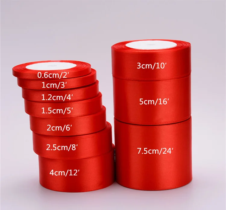 6-10-15-20-25-40-50mm Satin Ribbon White Black Pink Wine Red Blue Purple Green Orange Yellow Brown Gray DIY Crafts Fabric | Дом и сад