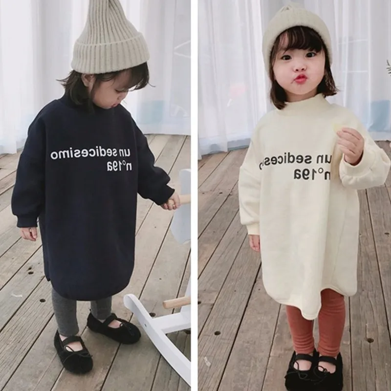 

Girls' Hoodies Sweatshirts Kids Underwear 2021 Beauty Plus Velvet Thicken Warm Winter Autumn Cotton Tops Fleece Children's Cloth