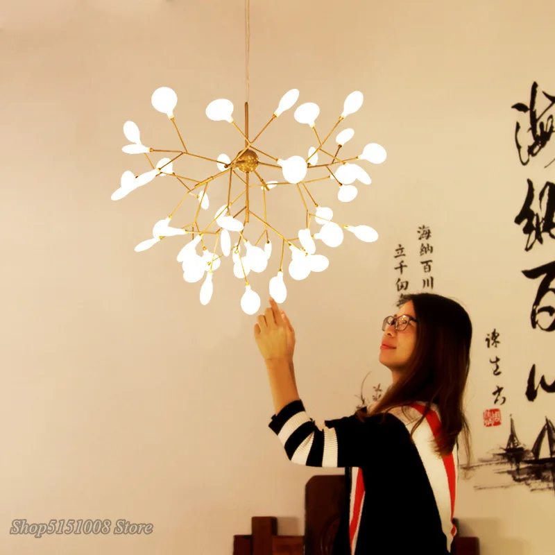 Современная светодиодная люстра в виде светлячков стильная лампа ветвей дерева