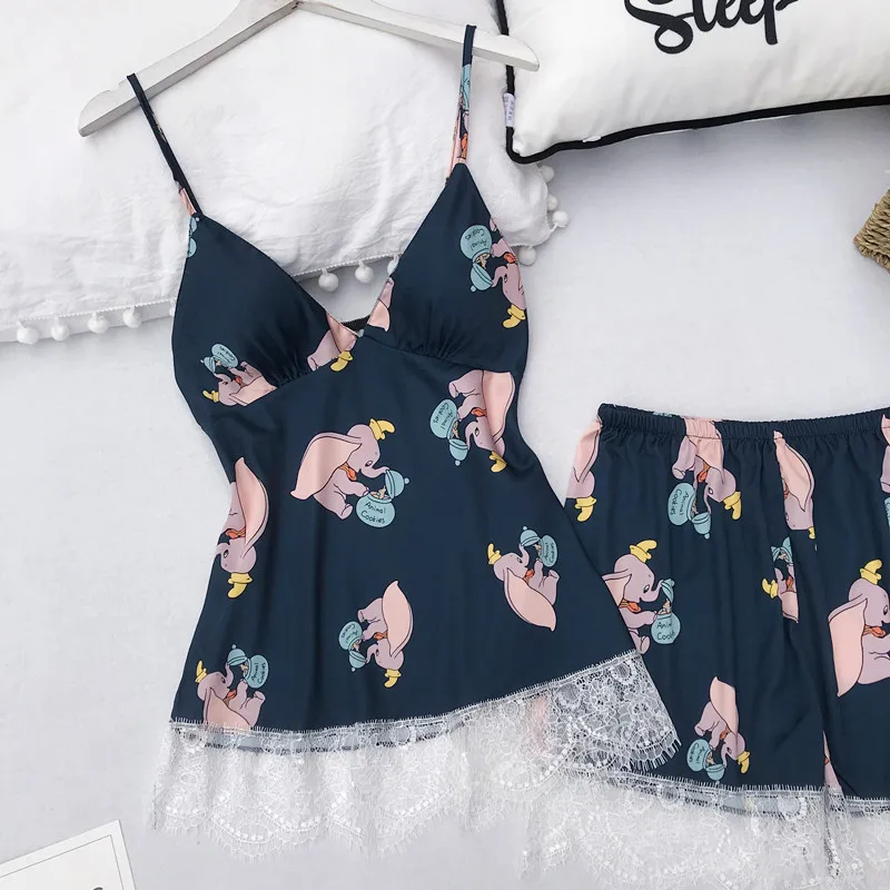 Женская пижама Сексуальный Атласный пижамный комплект белая кружевная Пижама с v