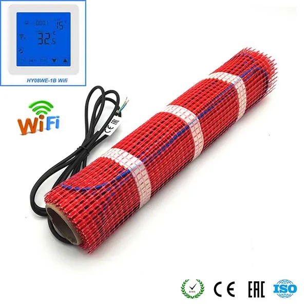 With HY08WE-1B Wi-Fi Minco Heat 20 м x 50 см электрическая напольная плитка с подогревом, Wi-Fi термостат для подогрева пола теплая подстилка - Цвет: With HY08WE-1B Wi-Fi