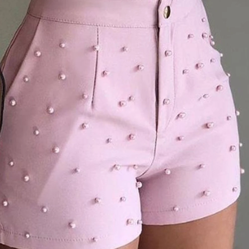 

2021 new Fashion Solid Color High Waist Button Ruffled Beaded Summer Women Shorts Button Ruffled Beaded Summer Women Shorts
