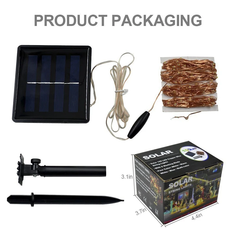 Солнечная гирлянда 150 светодиодный водонепроницаемый Декоративная медный