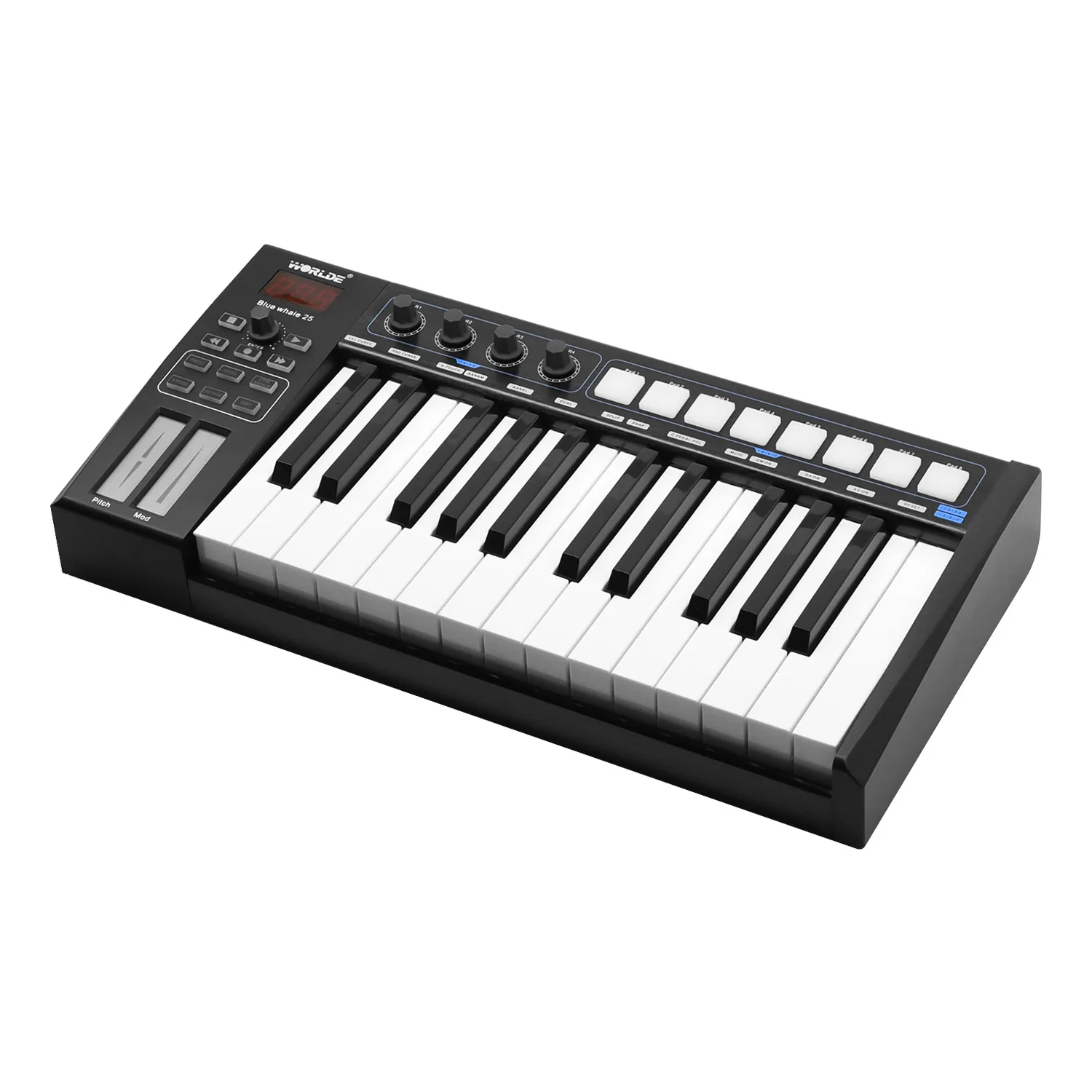 WORLDE TUNA MINI Новый Ультрапортативный 25 клавишный USB MIDI контроллер клавиатуры два