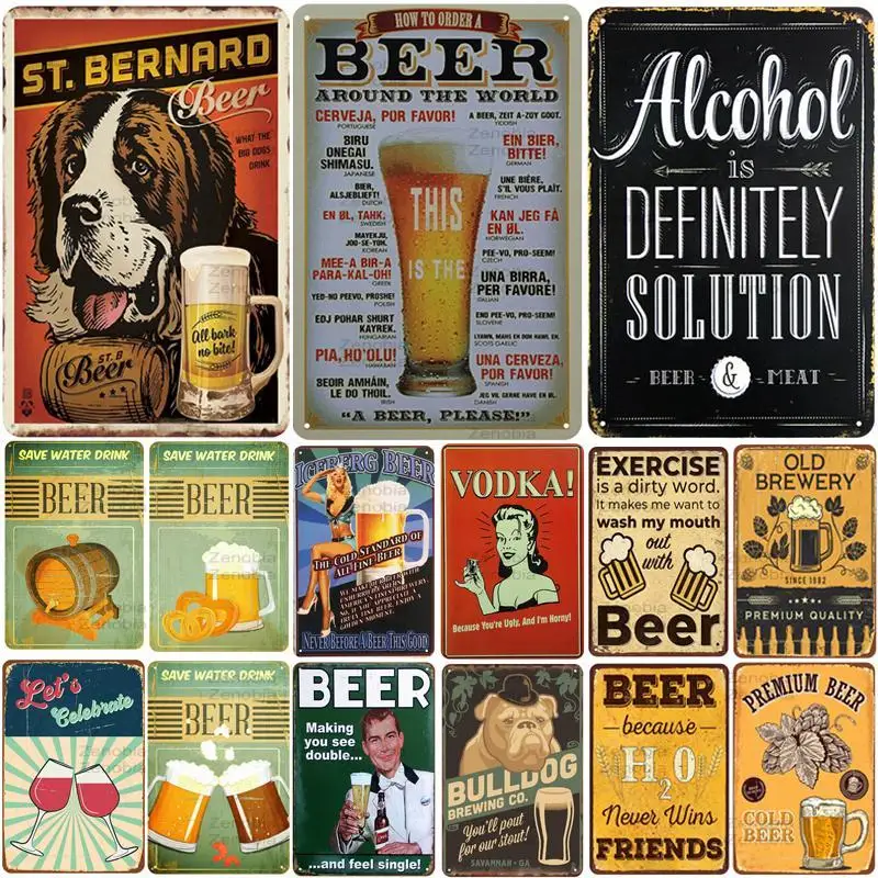 

Beer Plaque Metal Vintage Tin Sign Pin Up Shabby Wall Art Decor Metal Signs Vintage Bar Decoration Metal Poster Pub Metal Plate