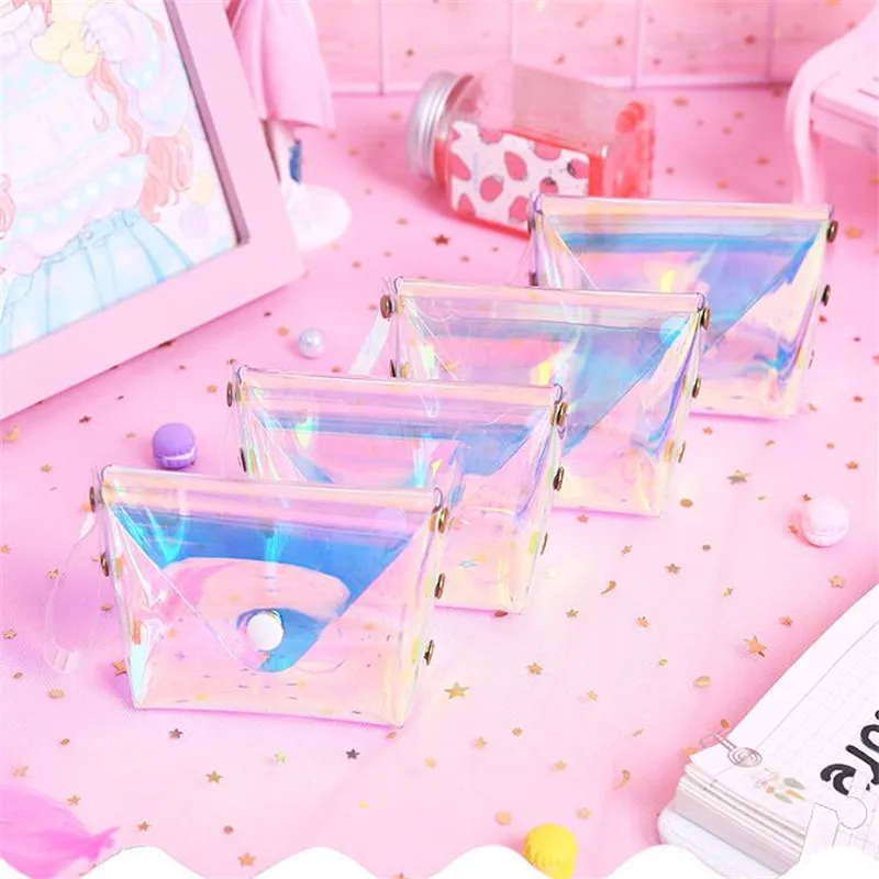 Coin Wallet Womens Kids Purse Laser Small Transparent PVC Cute Zipper Money Key Earphone Line Holder Bags | Багаж и сумки