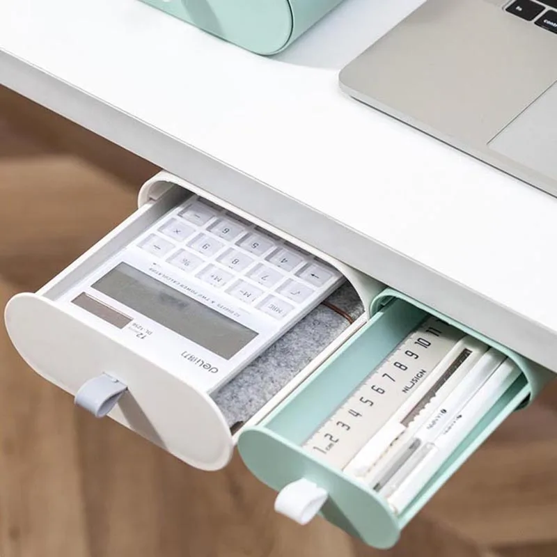 

Drawer Organizer Box Desk Self Stick Pencil Tray Hidden Desktop Storage Box For School Kitchen Organizer Storage Box Drawer