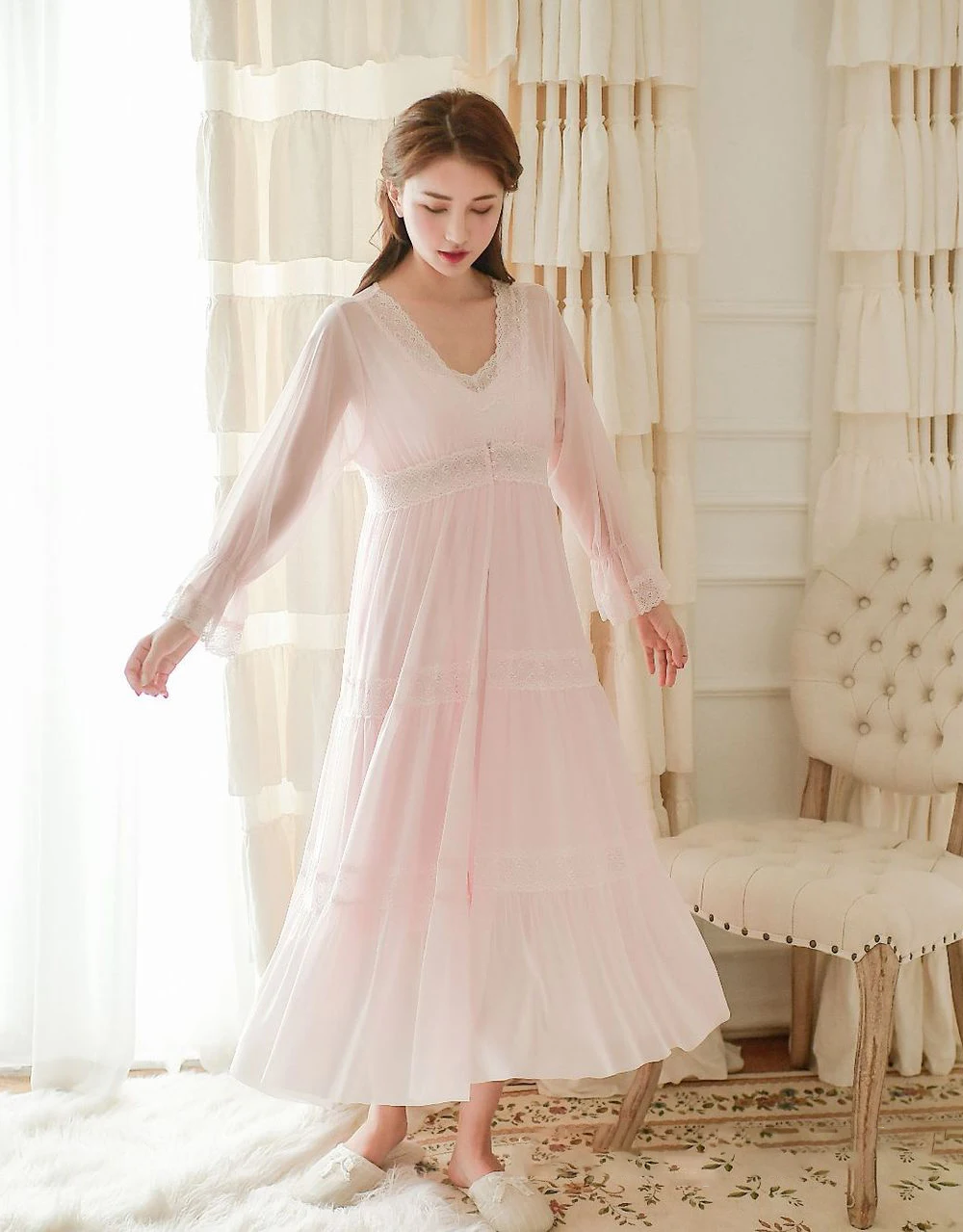 Женская ночная рубашка, халат, Vestido, ночное белье, платье для сна, белье с длинным рукавом, кружевное Ночное платье, пижама, халат для подружки невесты