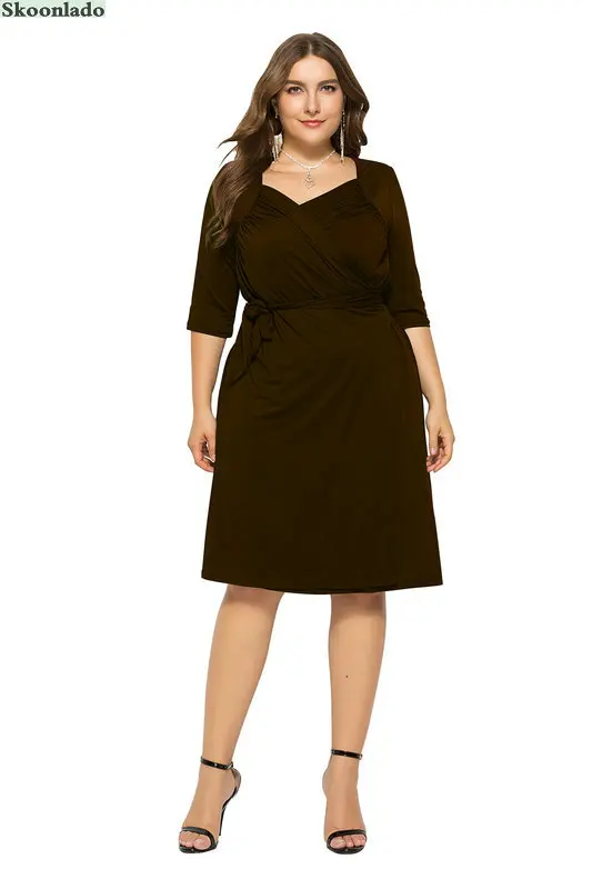 Новинка женское Хлопковое платье с V-образным вырезом поясом и дизайнерские