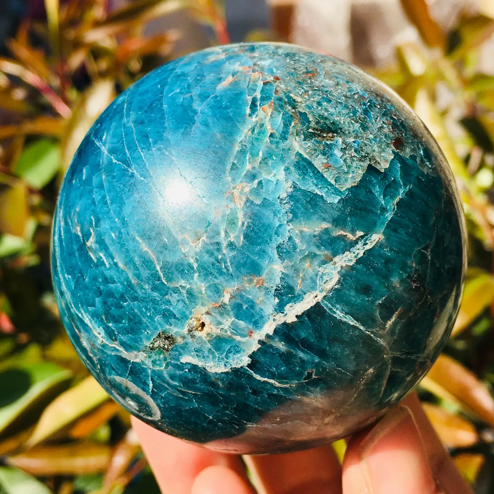 

NATURAL BLUE APATITE BALL CRYSTAL RAW ORE HEALING DECORATION