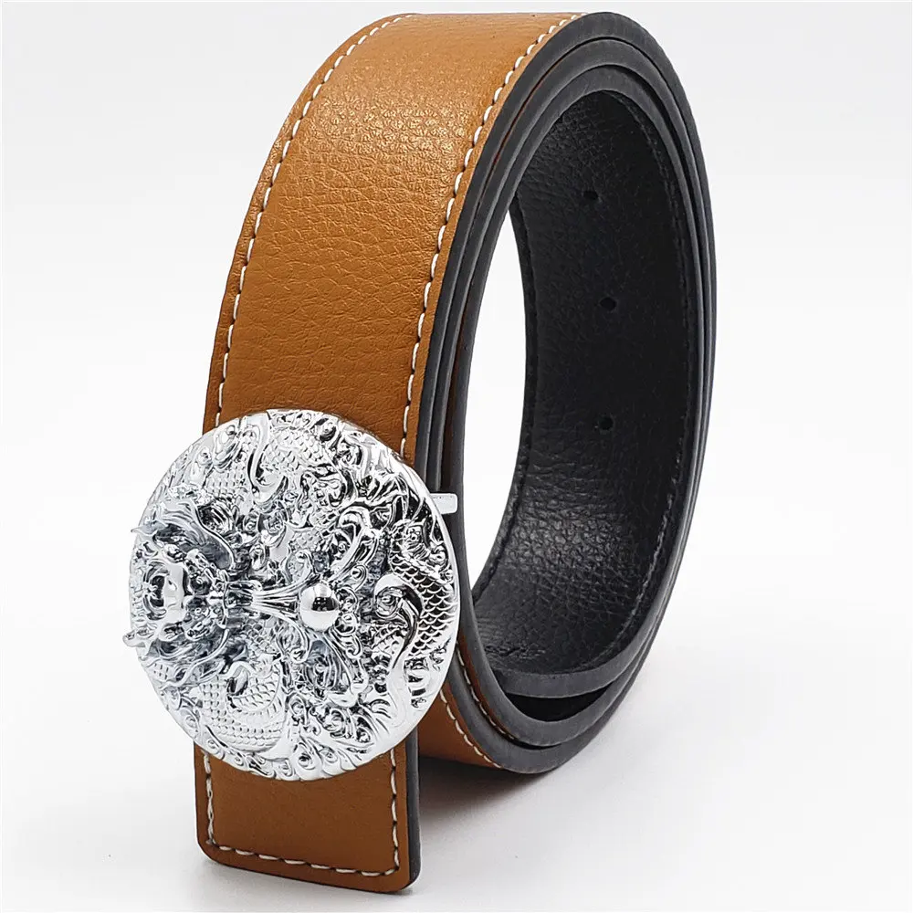 2019 Новый Тигр Пряжка в виде дракона роскошный ремень мужской из настоящей кожи