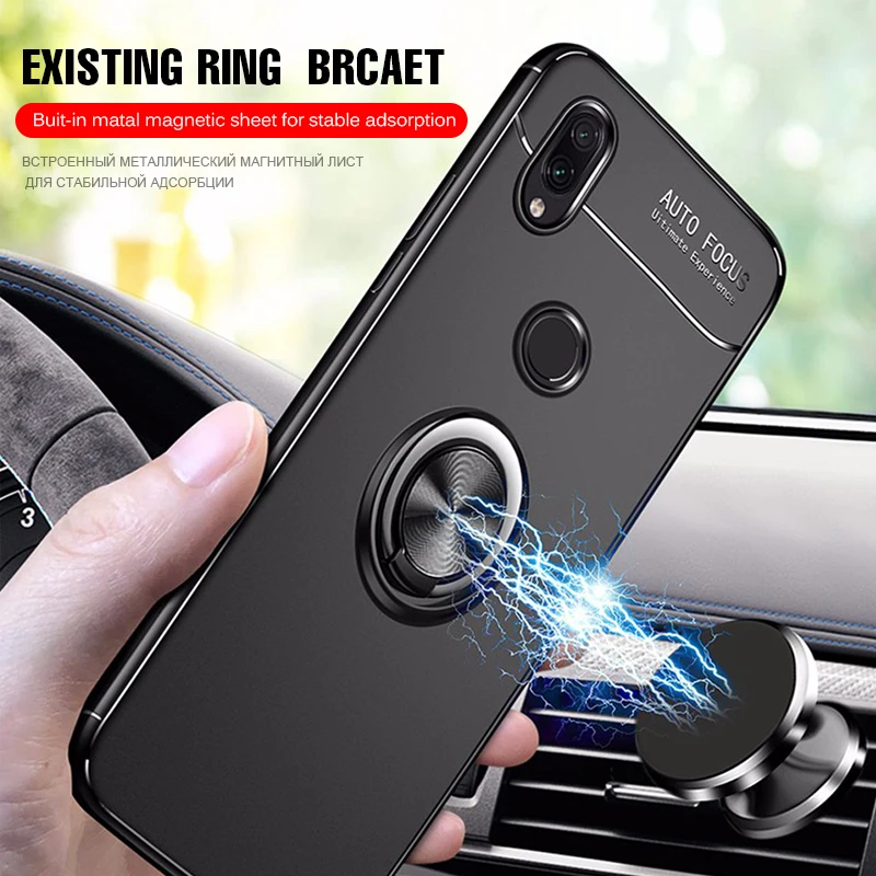 

Anti-fall Phone Case For Xiaomi Redmi Note 9 9s 8 8T 7 8A 7A 6A 5A 9A 9C K40 K30 K20 Pro With Magnetic Metal Ring Stand Cover