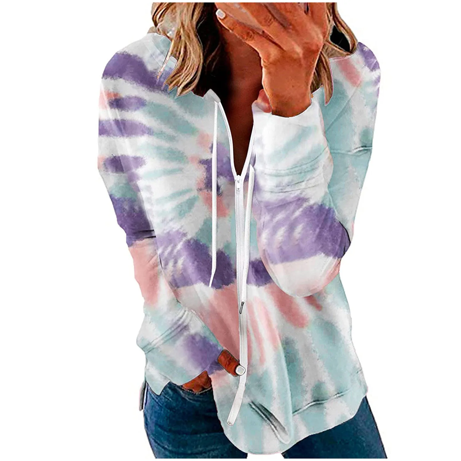 

Женская толстовка на молнии, с длинным рукавом и градиентным принтом