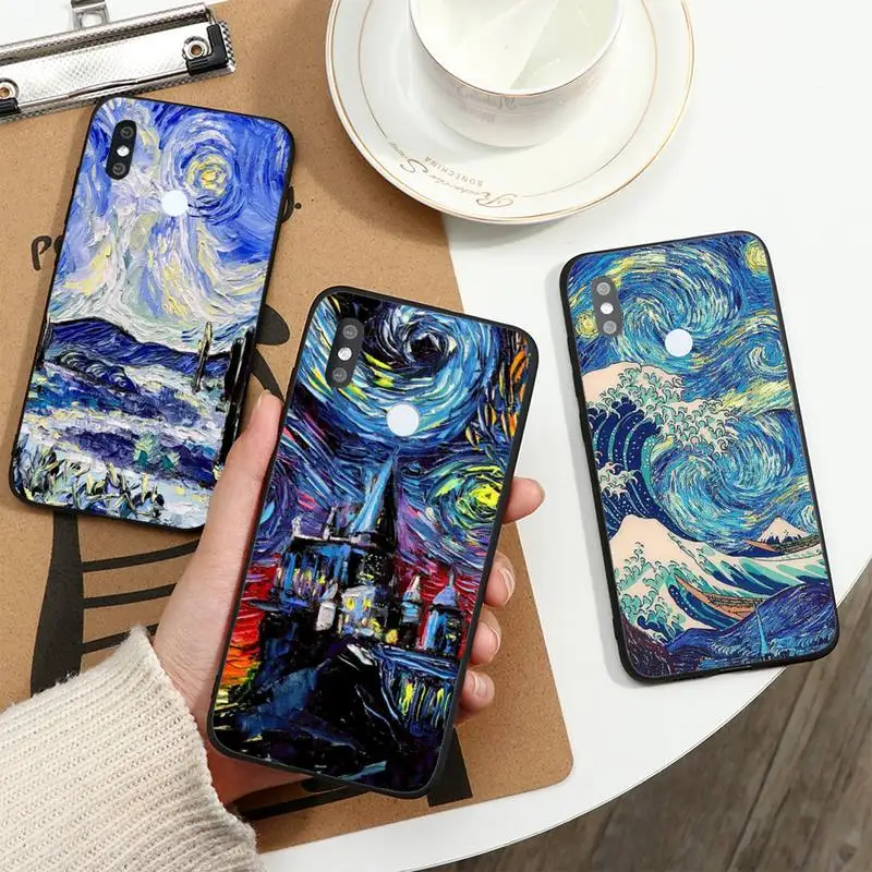 

Stary Night Art Oil painting Phone Case For Xiaomi Redmi note 7 8 9 11 t s 10 A pro lite funda shell coque cover