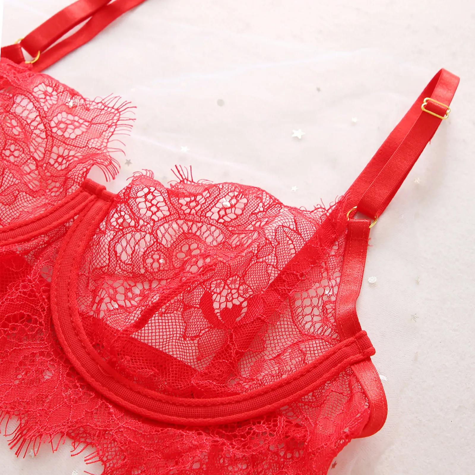 

Women's Underwear Set Lace Flowers Sexy Lingerie Push Up Top Bra Pants Erotic Sleepwear Mujer Temptation Babydoll Sexy Costumes