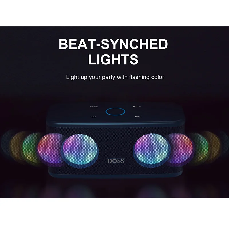 DOSS SoundBox Plus Stereo Sound Deep Bass True Wireless Pairing W/ LED Light Bluetooth Portable Speaker 3200mAh | Электроника